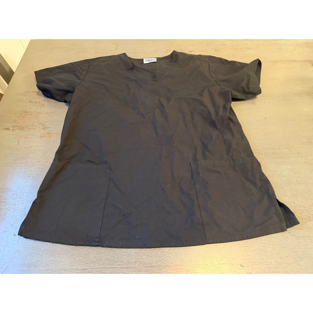 Strictly Scrubs Mens Black V-Neck Short Sleeve Scrub Top Size M RN 128653